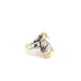 14k Yellow Gold and Sterling Silver Ribbon Ring 16.3 Gram